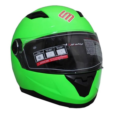 Casco cerrado risky certificado ece L verde neon brillante con gafas