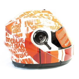 Casco Risky cerrado Skate Bart base blanco con graficos rojos ECE / DOT -L