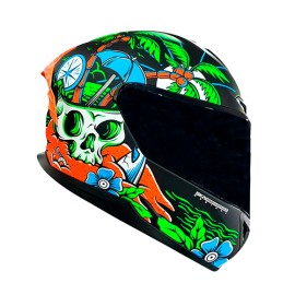 Casco Shaft integral 542-GT Aloha negro mate/verde Neon naranja Talla XL