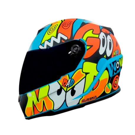 Casco integral para motocicleta Shaft SH502 Lazy azul matte/amarillo neon Talla XL