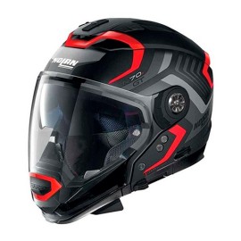 Casco para motociclista N70-2 GT Spinnaker N-com 43 negro mate/rojo/gris Talla M Nolan