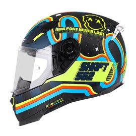 Casco para motociclista integral Shaft SH562 Moon negro mate/amarillo Neon Talla S