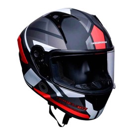 Casco para motociclista cerrado con Bluetooth Ventec exoskeleton Gris / Rojo CC2 Talla L