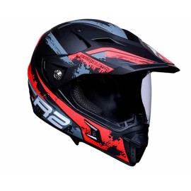 Casco para motociclista cerrado con bluetooth Ventec exoskeleton Negro / Rojo CR2 Talla L
