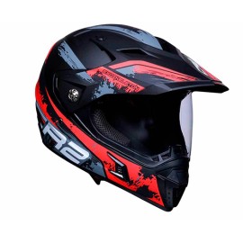 Casco para motociclista cerrado con bluetooth Ventec exoskeleton Negro / Rojo CR2 Talla M