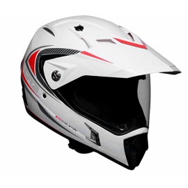 Casco para motociclista cerado con bluetooth Ventec exoskeleton Blanco / Rojo CR3 Talla L