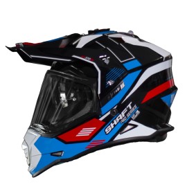 Casco para motociclista multiproposito Shaft Pro MX370 Kaos Negro Brillante/Blanco L