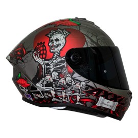 Casco integral para motocicleta Axxis Draken Horrorland Mate/A2 Titanium Talla XL
