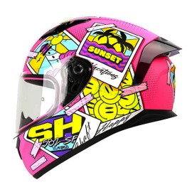 Casco integral para motocicleta Shaft SH582-SP Pictures Fuchsia Neon Matte/Amarillo Neon Talla M