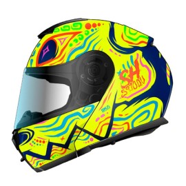 Casco Abatible para motocicleta Shaft SH3910 Beast Azul Navy Matte/Amarillo Neon Talla L