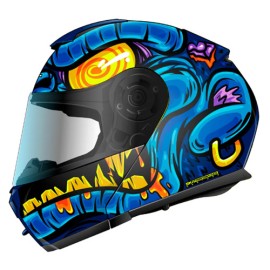 Casco Abatible para motocicleta Shaft SH3910 Monkylla Azul Navy Matte/Amarillo Neon Talla L