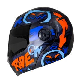 Casco abatible para motocicleta ICH3110 Motor Negro matte/Naranja Neon Talla L