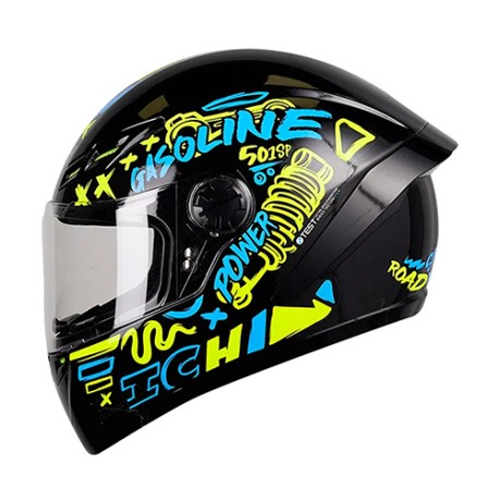 Casco Integral para motocicleta ICH501SP Racing Negro matte/Amarillo Neon XL