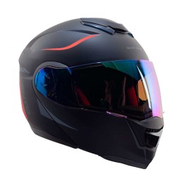 Casco para motociclista abatible con bluetooth Vento Negro / Rojo GTV1 Talla L