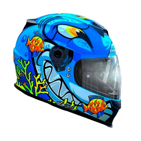 Casco Integral para motocicleta SH502 Shark Azul Matte/Amarillo Talla L