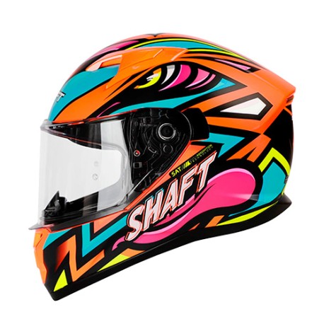 Casco Integral Shaft SH522 Atom naranja con azul mate Talla L