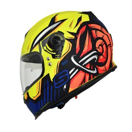 Casco integral para motocicleta Shaft SH502 Mask Amarillo Neon Matte/ Azul Navy Talla XL